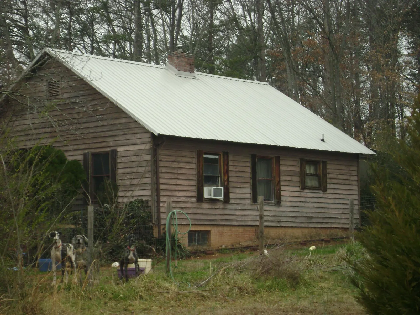White metal roof on an old wood sided farmhouse, from a Asphalt Shingle Roof Repair job in Butler